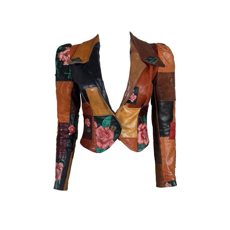 1970’s Patchwork Leather Jacket with Roses