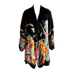 Antique 1920s Printed Silk Velvet  Opera Coat