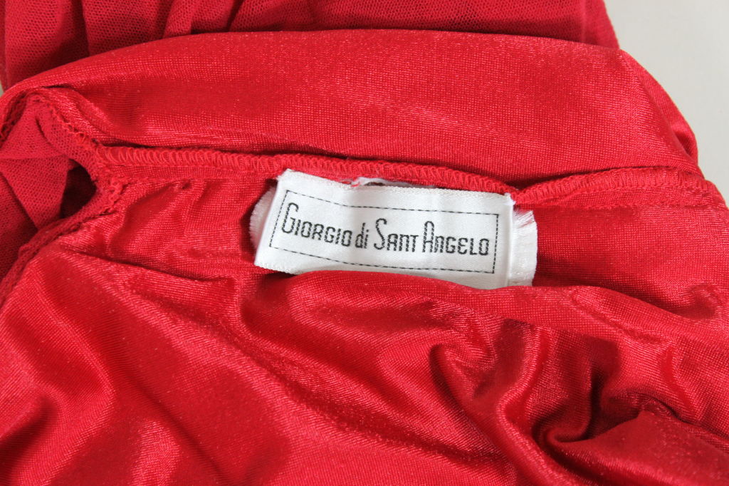 di Sant'Angelo Cherry Red Ruched Cocktail Dress For Sale 2