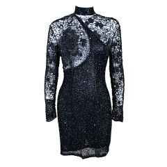 1980's Beaded Net Illusion Party Dress