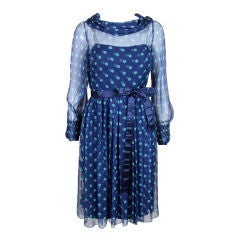 1960’s Galanos Polka Dot Chiffon Dress