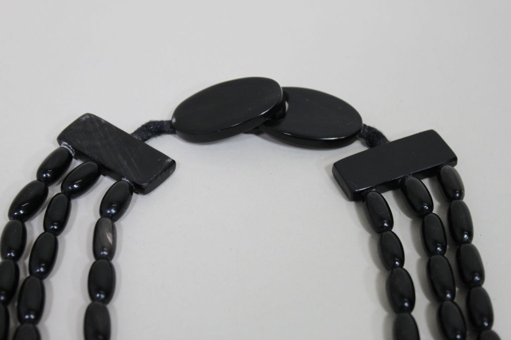 Monies 1980s Multistrand Obsidian Statement Necklace 2
