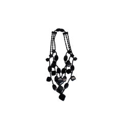 Monies 1980s Multistrand Obsidian Statement Necklace