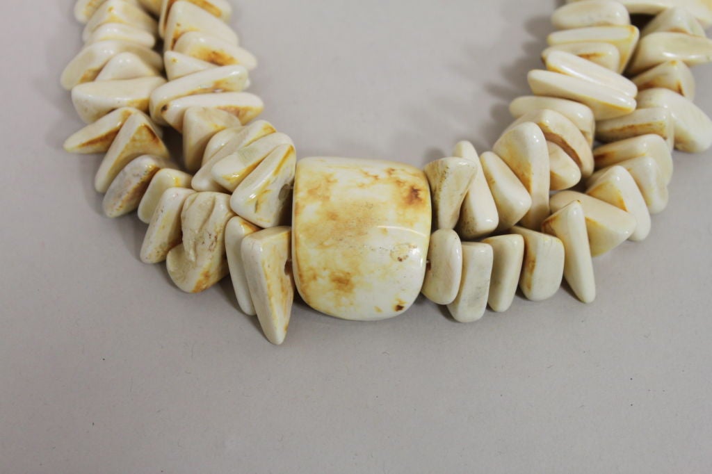 Women's Monies Carved Horn Necklace with Earrings