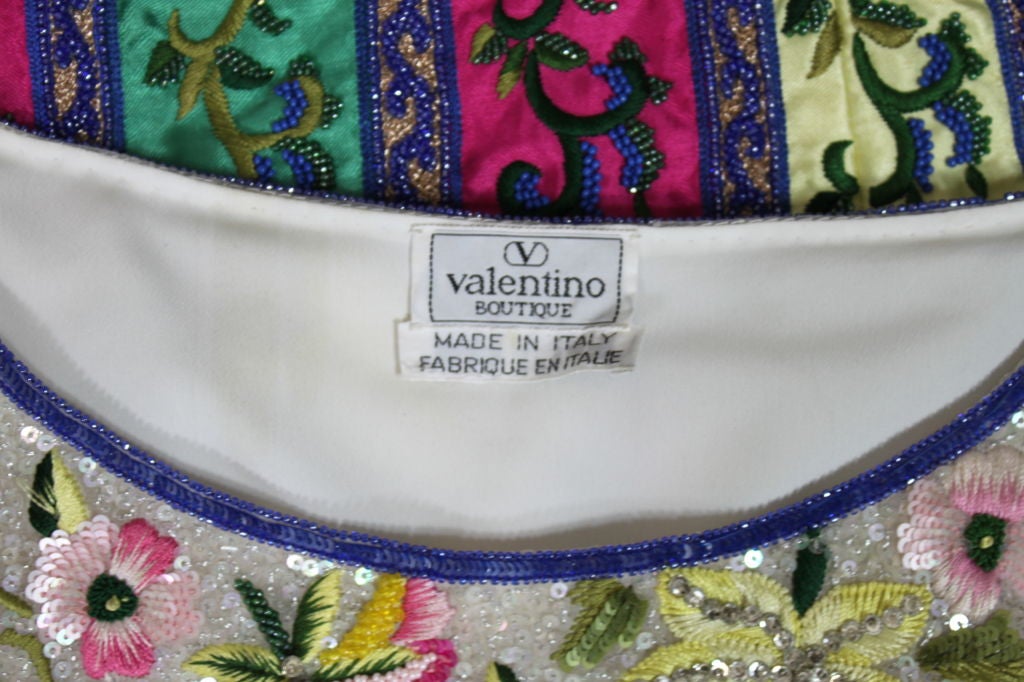 Valentino Hand-Embroidered Beaded Paneled Silk Shell Top For Sale 2