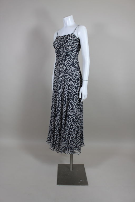 1970’s Galanos Deco Printed Chiffon Gown with Jacket For Sale at 1stDibs