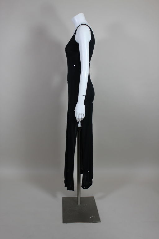 Halston 1980s Silk Jersey Tank Dress with Crystal Beading In Good Condition For Sale In Los Angeles, CA
