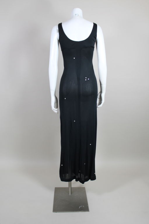 Women's Halston 1980s Silk Jersey Tank Dress with Crystal Beading For Sale