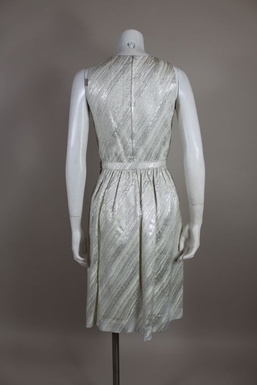 Mainbocher 1960s Silver Lamé Brocade Dress with Jacket For Sale 3