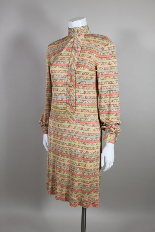 Brown Pucci 1960s Geometric Print Silk Jersey Dress For Sale