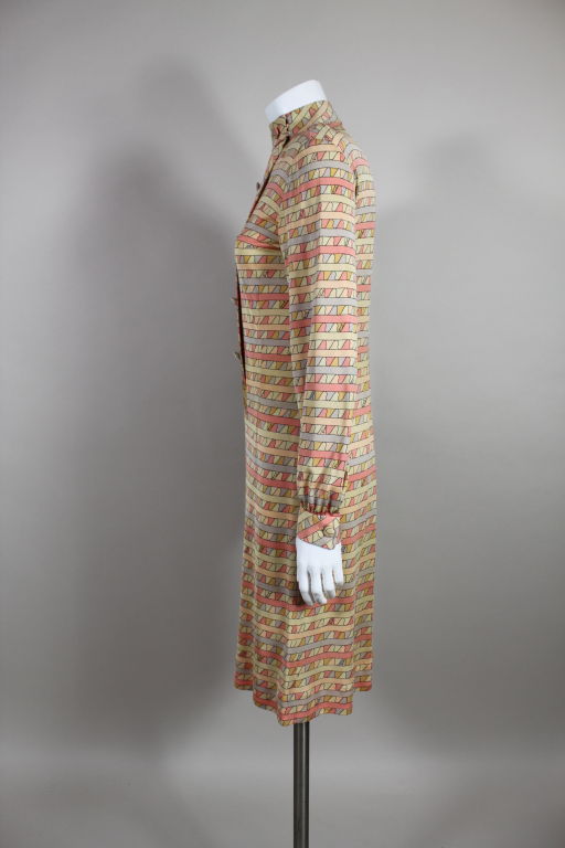 Pucci 1960s Geometric Print Silk Jersey Dress In Good Condition For Sale In Los Angeles, CA