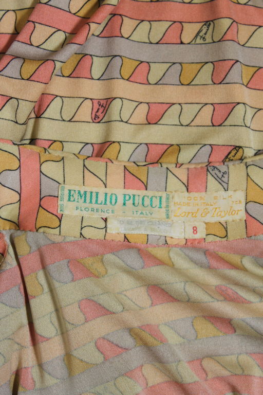 Pucci 1960s Geometric Print Silk Jersey Dress For Sale 4