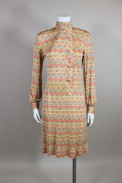 Pucci 1960s Geometric Print Silk Jersey Dress For Sale 5