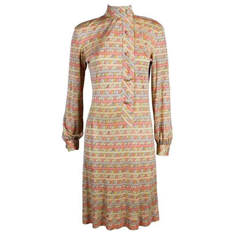Pucci 1960s Geometric Print Silk Jersey Dress For Sale