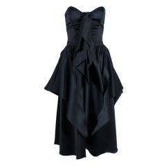 1980’s Holly’s Harp Black Satin Petal Dress