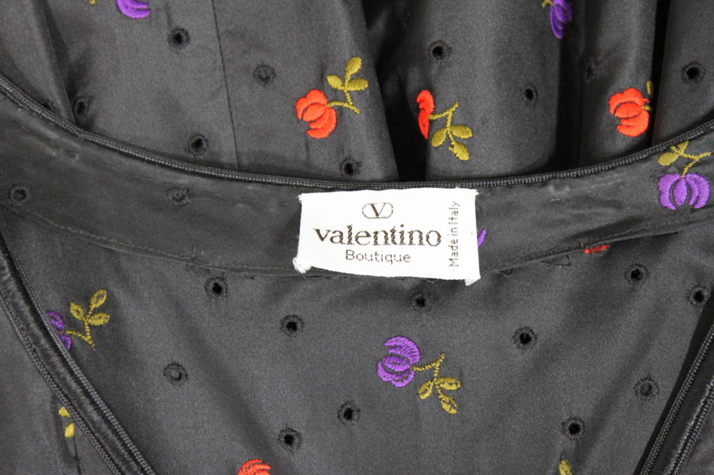 1980’s Valentino Embroidered Taffeta Dress 6
