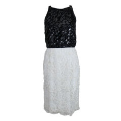 Bill Blass Embroidered Sequin and Lace Cocktail Dress
