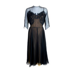 Retro 1950's Irene Appliquéd Lace on Silk Soufflé Party Dress