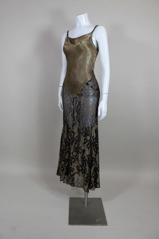 1930's Suprematist Gold Lamé Gown at 1stDibs