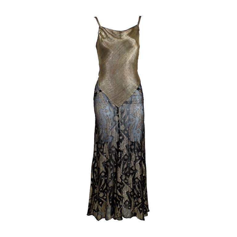 1930's Suprematist Gold Lamé Gown