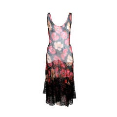 1920's Floral Chiffon Lace Trimmed Dress with Jacket
