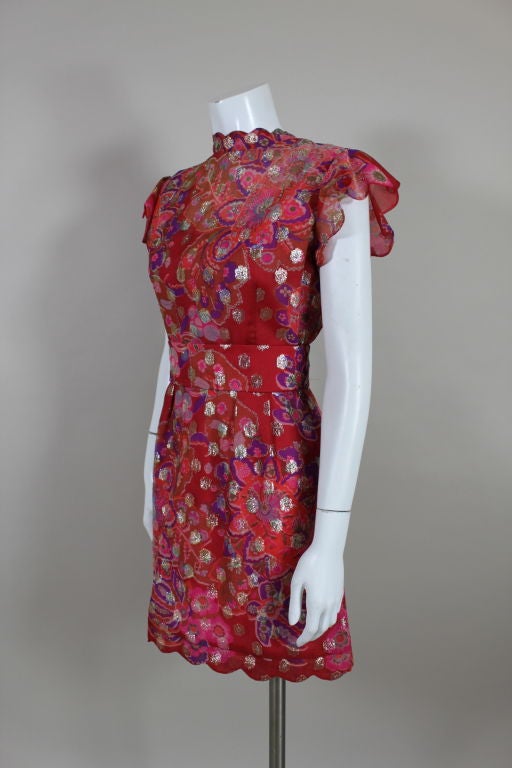 Women's Tina Leser 1960's Metallic Brocade Mini Dress