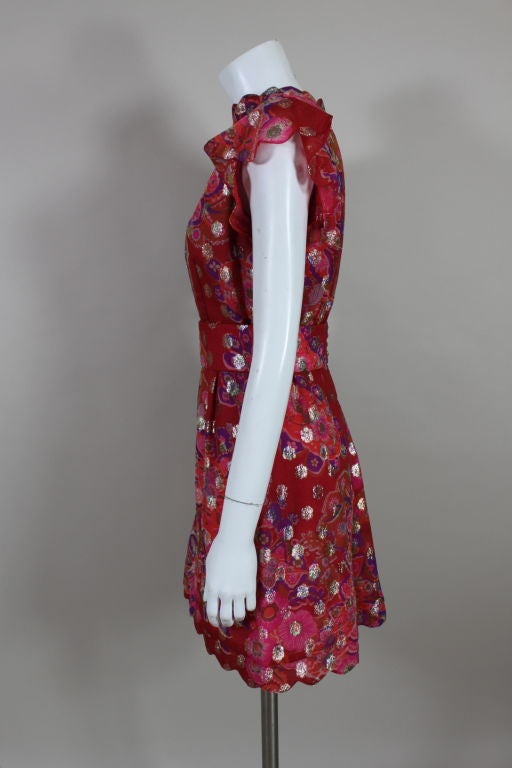 Tina Leser 1960's Metallic Brocade Mini Dress 1