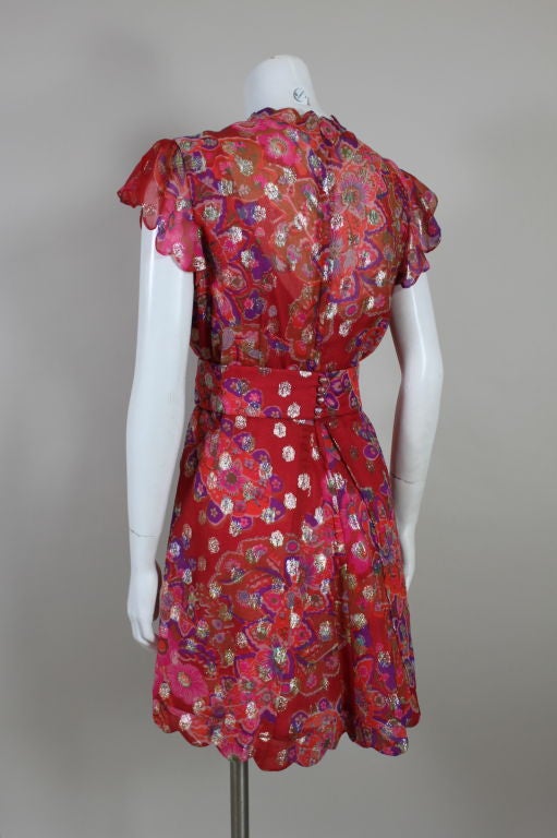 Tina Leser 1960's Metallic Brocade Mini Dress 2