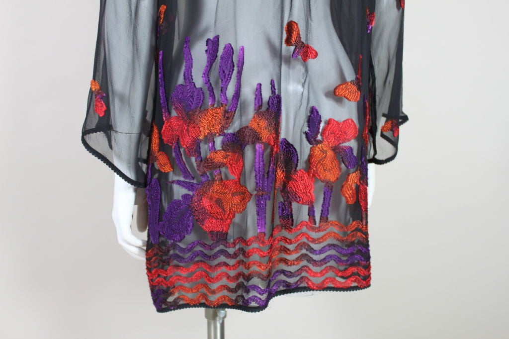 1970s Sheer Chiffon Butterfly Embroidered Jacket 5