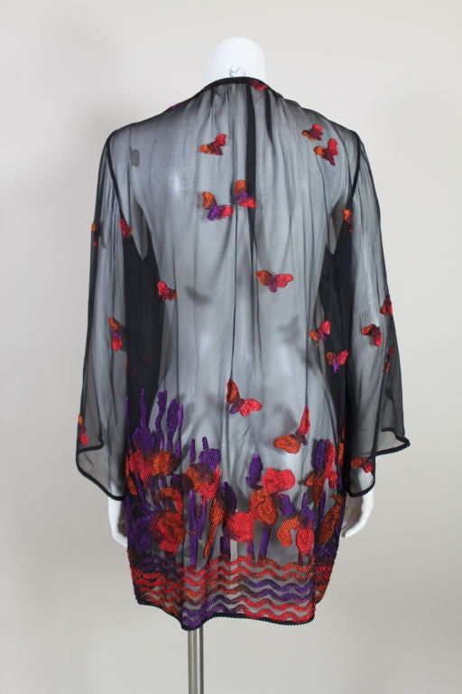 1970s Sheer Chiffon Butterfly Embroidered Jacket 1