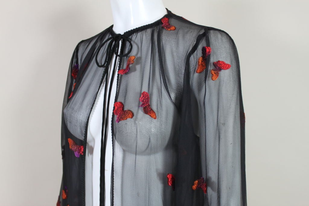 1970s Sheer Chiffon Butterfly Embroidered Jacket 2