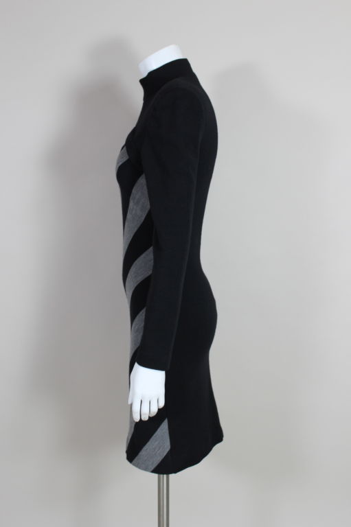 Patrick Kelly 1980s Peek-A-Boo Chevron Sweater Dress In Excellent Condition For Sale In Los Angeles, CA