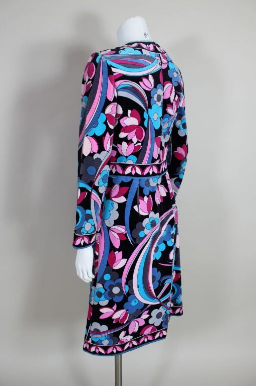 Women's Pucci 1970s Velveteen Floral Print Dress For Sale