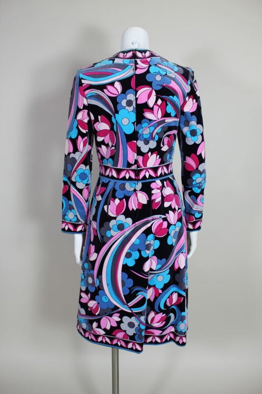 Pucci 1970s Velveteen Floral Print Dress For Sale 2
