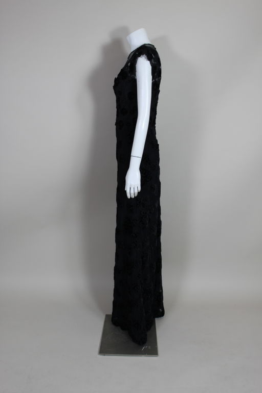 Ungaro Couture 1990s Black Appliquéd Guipere Lace Gown In Excellent Condition In Los Angeles, CA