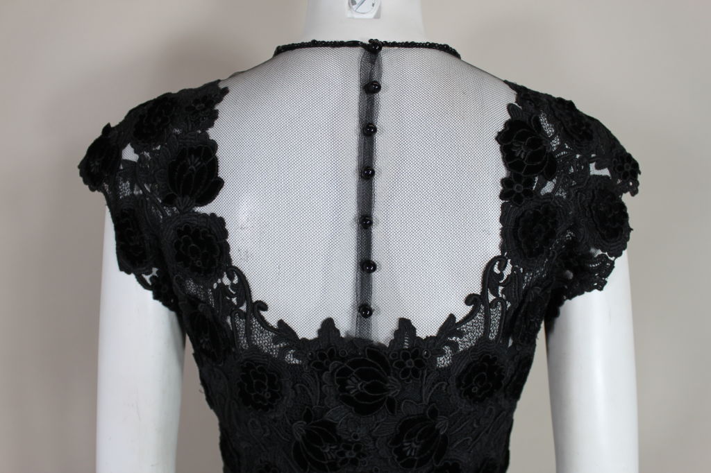 Ungaro Couture 1990s Black Appliquéd Guipere Lace Gown 3