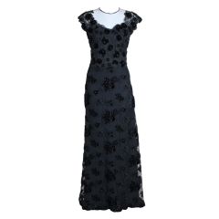 Ungaro Couture 1990s Black Appliquéd Guipere Lace Gown at 1stDibs