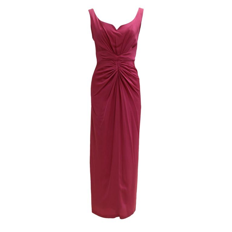 Valentino Hot Pink Silk Crepe Goddess Gown at 1stDibs