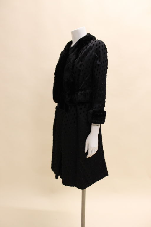 Women's Christian Dior (Marc Bohan) A/W 1962 Couture Flocked Silk Dress + Jacket For Sale