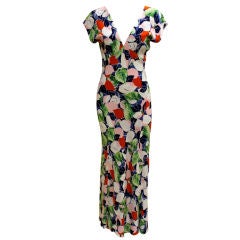 1930's Deco Leaf Bias Cut Gown