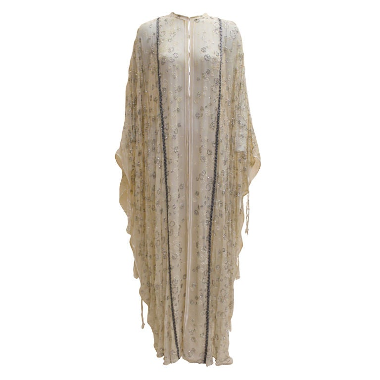 1970's Thea Porter Couture Glitter Chiffon Caftan