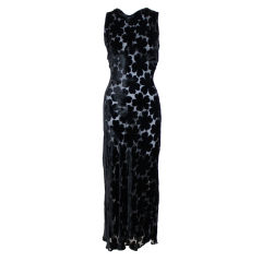 1930's Silk Burnout Velvet Bias Cut Gown