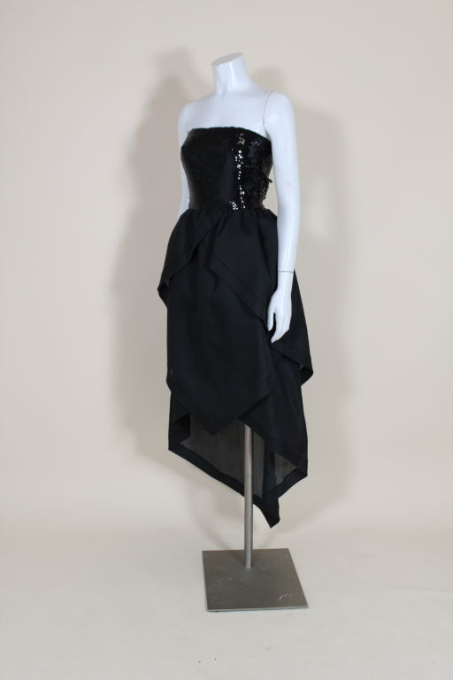 1980's Pierre Cardin Sequin and Organdy Party Dress In Excellent Condition For Sale In Los Angeles, CA