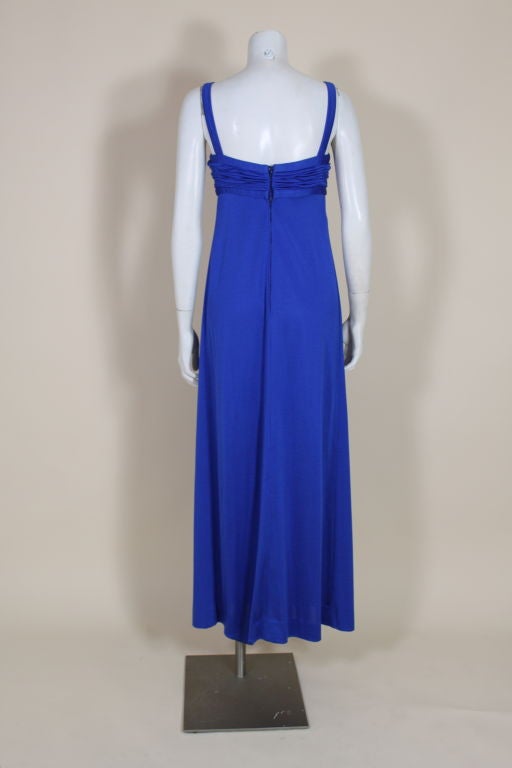 1970's Azzaro Sapphire Blue Lycra Jersey Gown For Sale 2