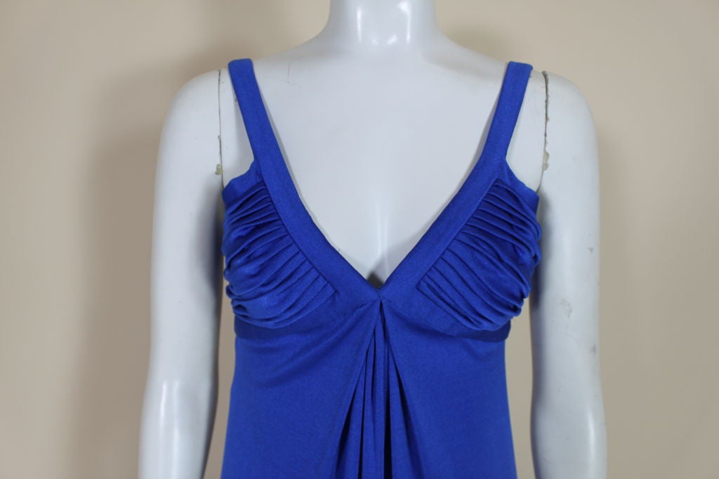 1970's Azzaro Sapphire Blue Lycra Jersey Gown For Sale 3