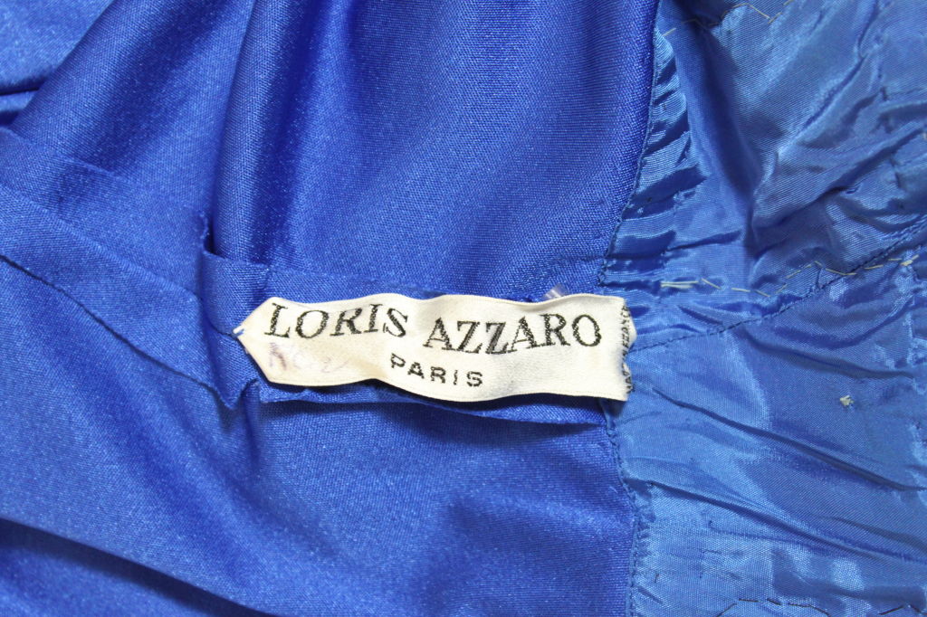 1970's Azzaro Sapphire Blue Lycra Jersey Gown For Sale 5
