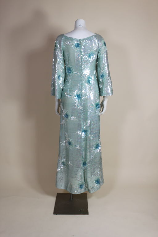 1960's Gaby Ice Blue Sequined Gown For Sale 2