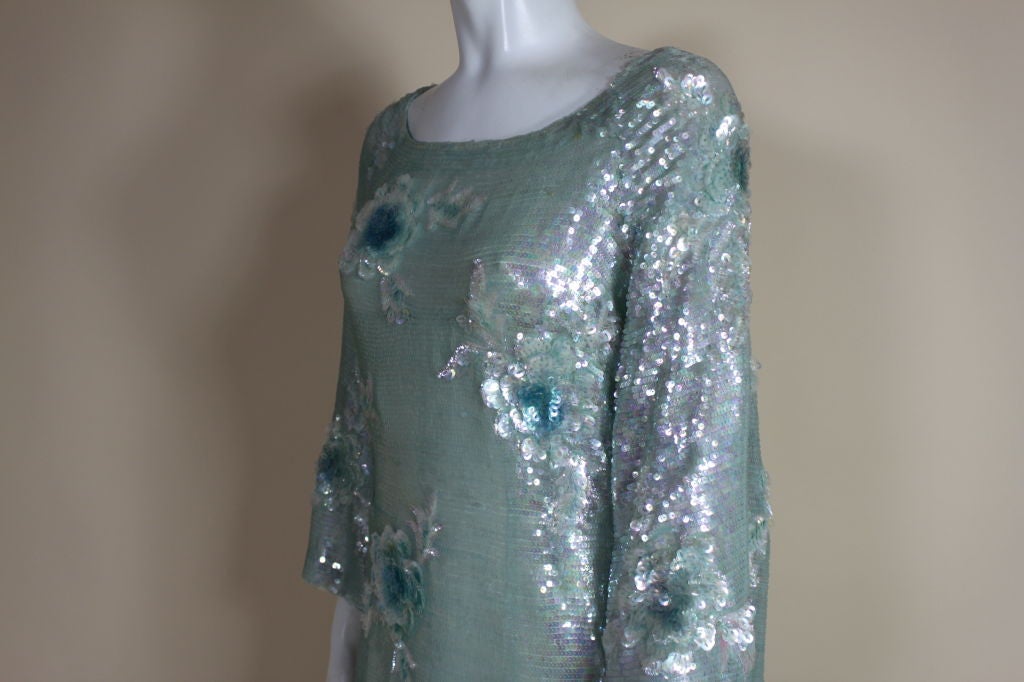 1960's Gaby Ice Blue Sequined Gown For Sale 3