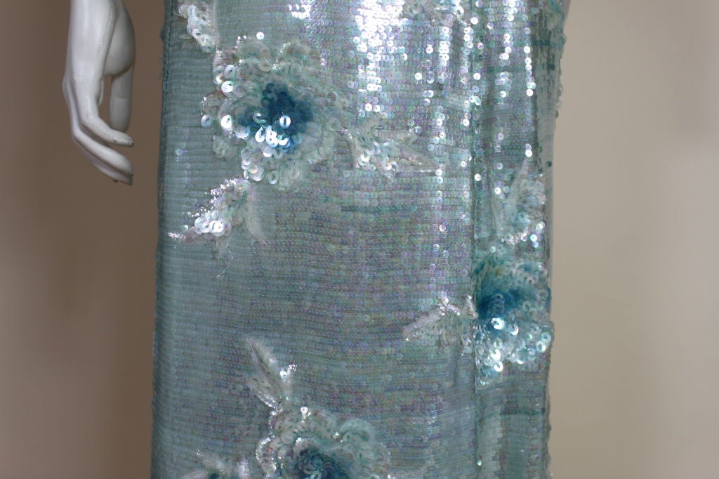 1960's Gaby Ice Blue Sequined Gown For Sale 4