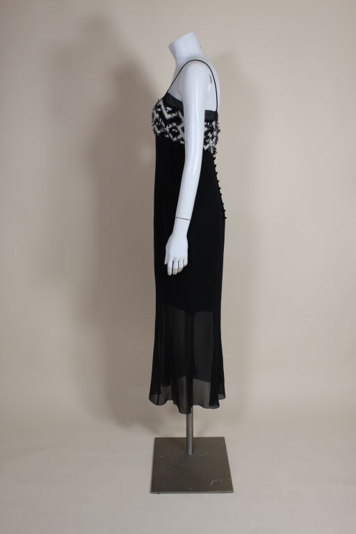 Women's Chanel Embellished Wool Cashmere and Chiffon Gown